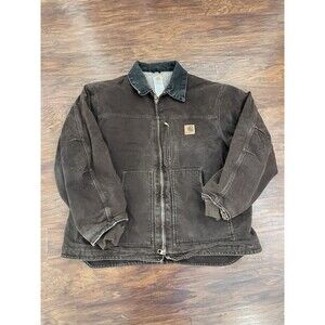 Carhartt C61 DKB Sandstone Sherpa Lined Work Jacket Dark Brown 2XL Regular